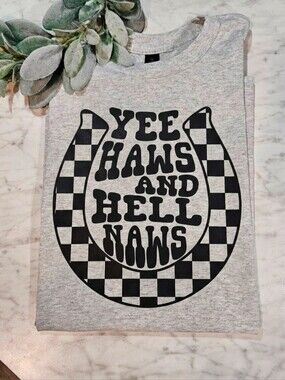 Western shirt Yee Haw humor country trendy Checkered Retro Emo